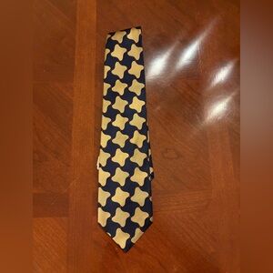Vintage Versus Gianni Versace Navy and Gold Patterned Tie Original Tag Attached